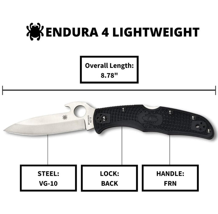 Spyderco Endura 4 Emerson Opener Folding Knife with 3.83" VG-10 Steel Blade