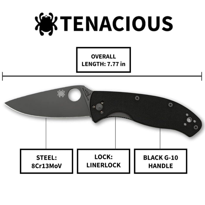 Spyderco Tenacious Folding Utility Folding Pocket Knife with 3.39" Steel Blade