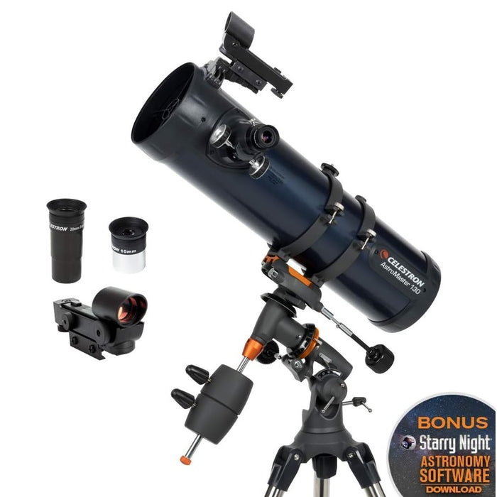 AstroMaster 130EQ Newtonian Telescope with Full-Coated Optics for Beginners