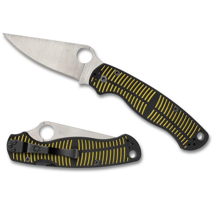 Spyderco Para Military 2 Salt CPM MagnaCut Folding Knife with G-10 Handle, Black/Yellow