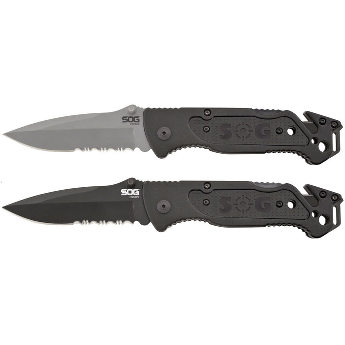 Escape Tactical Folding Pocket Knife with 3.4" Serrated Edge Clip Point Blade