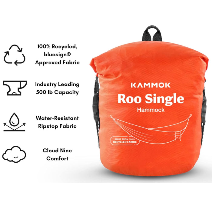 Roo Single Hammock with Stuff Sack | Waterproof Ripstop Nylon and Lightweight