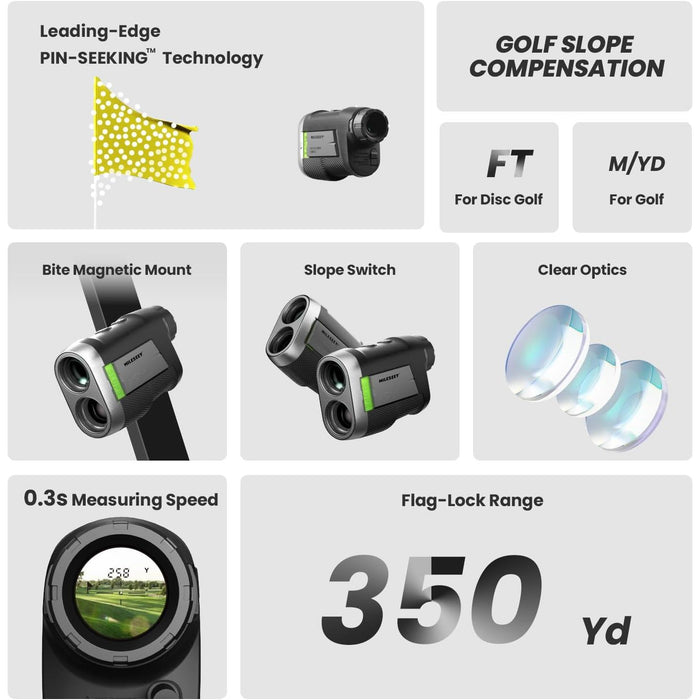 MILESEEY PF260 Tour Golf Rangefinder with 1,100-Yard Range and Slope Switch