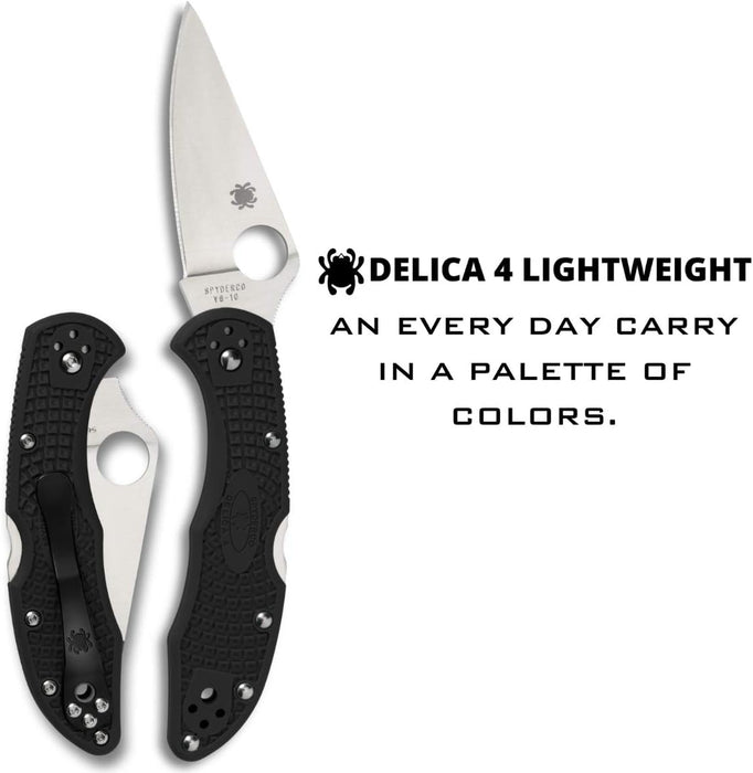 Spyderco Delica 4 Lightweight Pocket Knife with 2.90" Flat-Ground Steel Blade