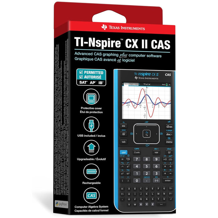 TI-Nspire CX II CAS Color Graphing Calculator with Computer Algebra System, Blue