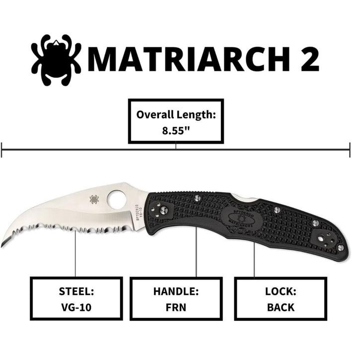 Spyderco Matriarch 2 Folding Pocket Knife with 3.57" VG-10 Reverse S Blade