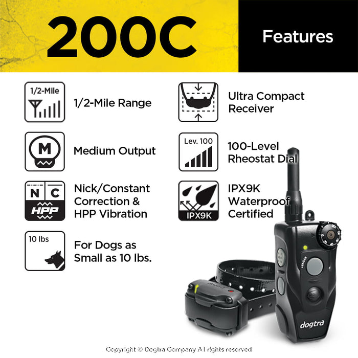 200C 1/2 Mile One-Handed Remote Training E-Collar with 100 Correction Levels