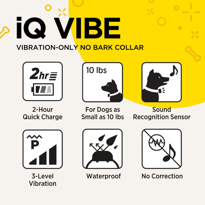 iQ Vibe No Bark Collar with 3 Levels of Vibration Only | Small & Medium Dogs