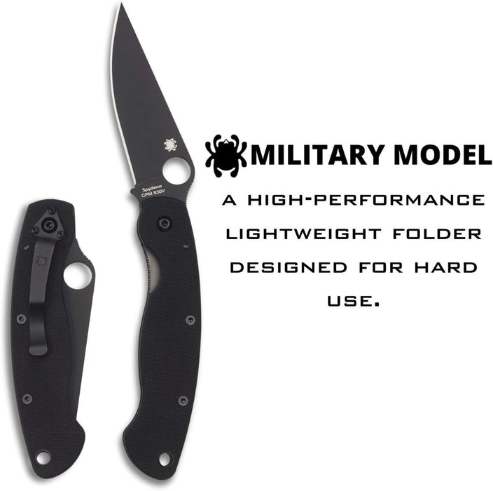 Spyderco Military Model Folding Pocket Knife with 4" CPM S30V Black Steel Blade
