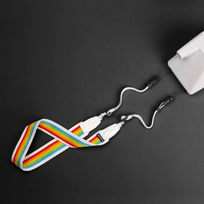 Rainbow White Flat Camera Strap for Polaroid Now/Now+ and I-2 Cameras