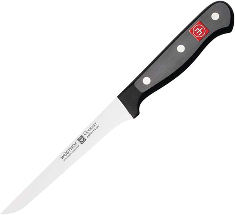 Gourmet 5" Stainless Steel Straight Boning Knife with Black Handle