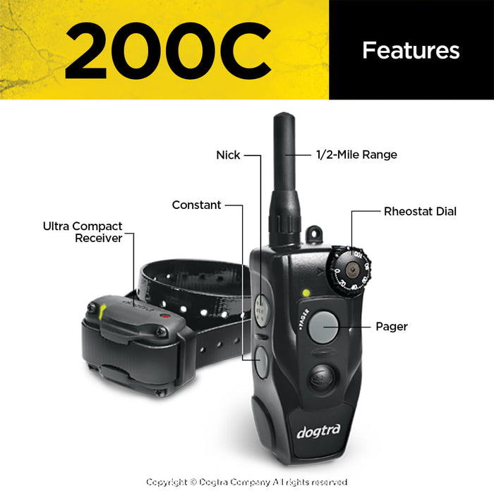 200C 1/2 Mile One-Handed Remote Training E-Collar with 100 Correction Levels