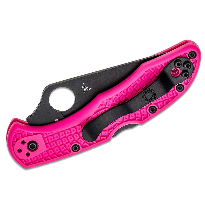 Spyderco Delica 4 Lightweight Pocket Knife with CPM S30V Black Steel Blade, Pink