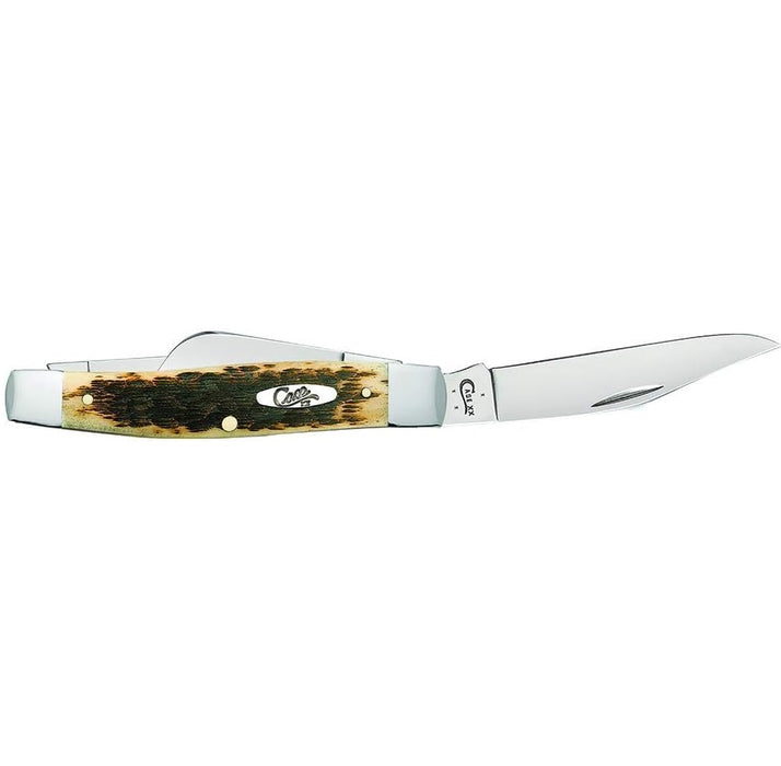 Peach Seed Jig Amber Bone CS Large Stockman Folding Pocket Knife