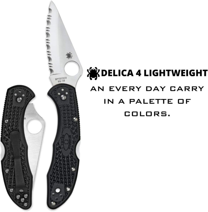Spyderco Delica 4 Lightweight Folding Knife with 2.9" VG-10 Steel Blade, Black