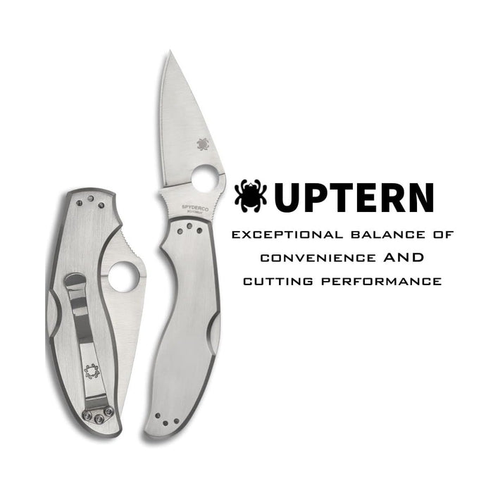Spyderco Uptern Non-Locking Folding Pocket Knife with 8Cr13MoV Stainless Steel Blade