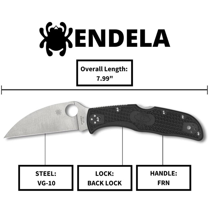 Spyderco Endela Folding Pocket Knife with 3.4" VG-10 Wharncliffe Blade, Black