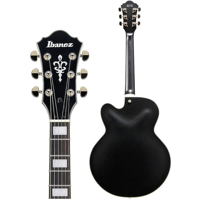 Artcore AF75GBKF 6-String Hollow Body Electric Guitar, Right-Handed, Black Flat