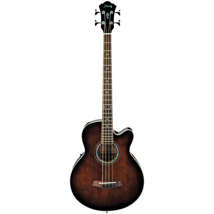 AEB10E 4-String Acoustic Bass Guitar, Right, Dark Violin Sunburst High Gloss