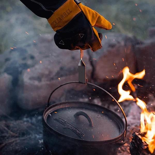 Stainless Steel Pan Hook Rubber Grip Handle | Dutch Oven & Grill Grate Adjuster