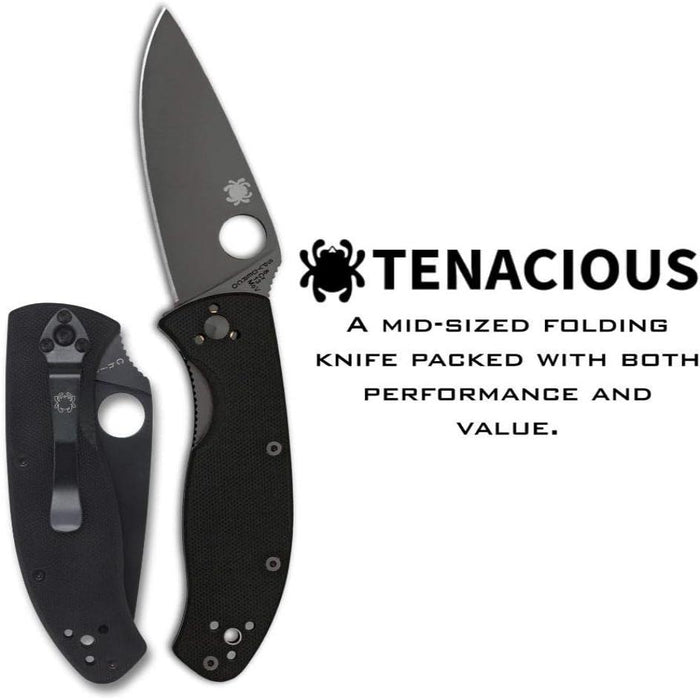 Spyderco Tenacious Folding Utility Folding Pocket Knife with 3.39" Steel Blade