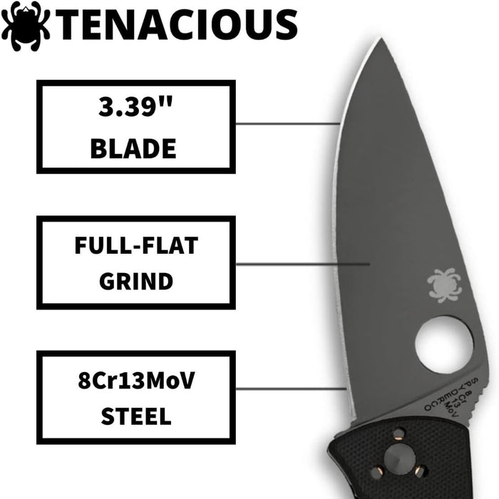 Spyderco Tenacious Folding Utility Folding Pocket Knife with 3.39" Steel Blade