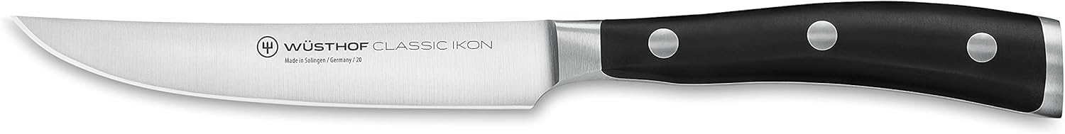 Classic Ikon Four Piece Stainless Steel Steak Knife Set in Black Chest