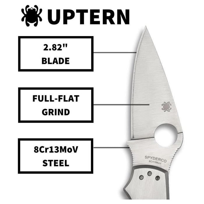 Spyderco Uptern Non-Locking Folding Pocket Knife with 8Cr13MoV Stainless Steel Blade