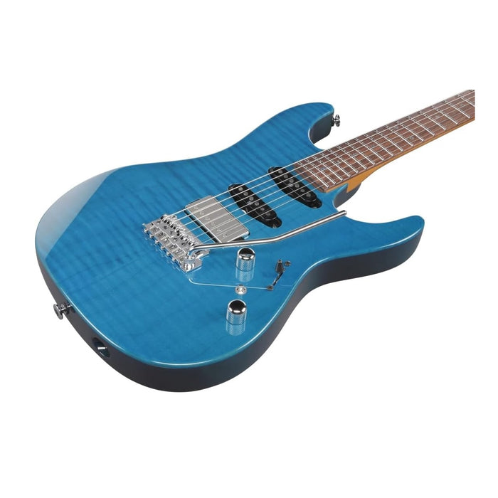 Martin Miller MMN1 Solidbody Electric Guitar, Right, Transparent Aqua Blue