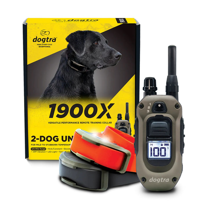 1900X 2-Dog 3/4 Mile Range Dog Training E-Collar with Remote with LED Light