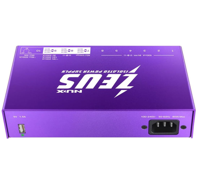 Zeus All-Isolated Power Supply with 10 High Current DC Power for NUX Pedals