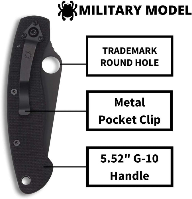 Spyderco Military Model Folding Pocket Knife with 4" CPM S30V Black Steel Blade