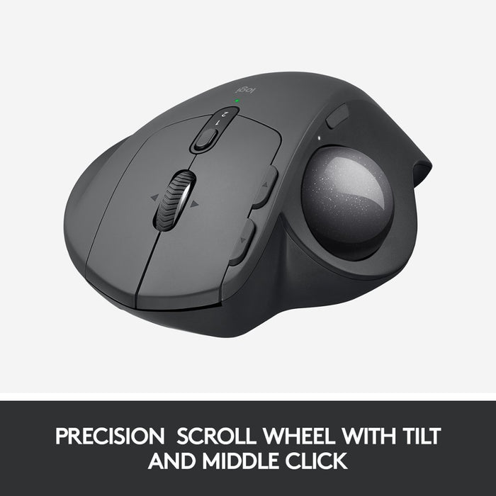 MX ERGO Plus Wireless Trackball Mouse with Extra 10-Degree Wedge and Easy Switch