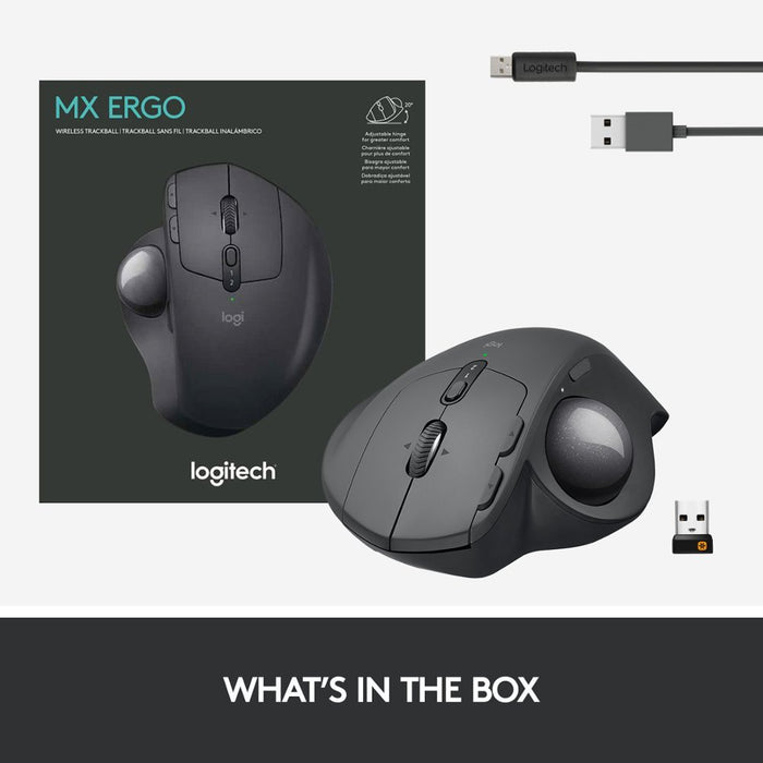 MX ERGO Plus Wireless Trackball Mouse with Extra 10-Degree Wedge and Easy Switch