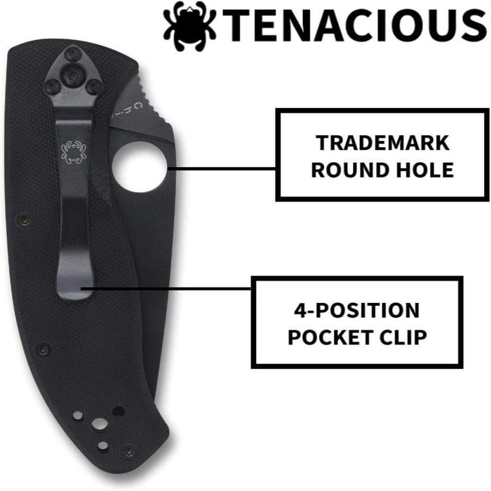 Spyderco Tenacious Folding Utility Folding Pocket Knife with 3.39" Steel Blade