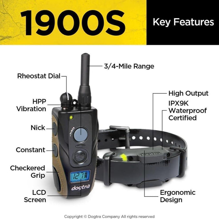 1900S 3/4 Mile Range 1-Dog Training Collar System with 127 Correction Levels