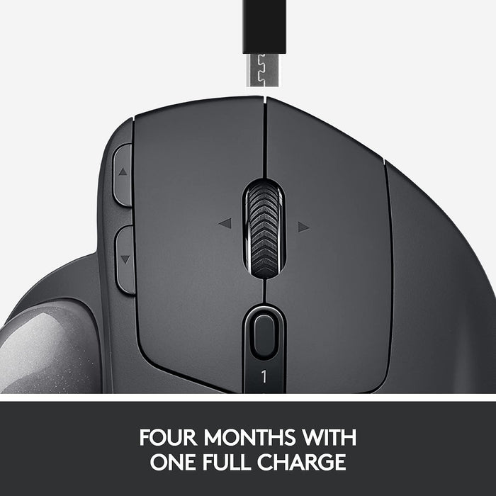 MX ERGO Plus Wireless Trackball Mouse with Extra 10-Degree Wedge and Easy Switch