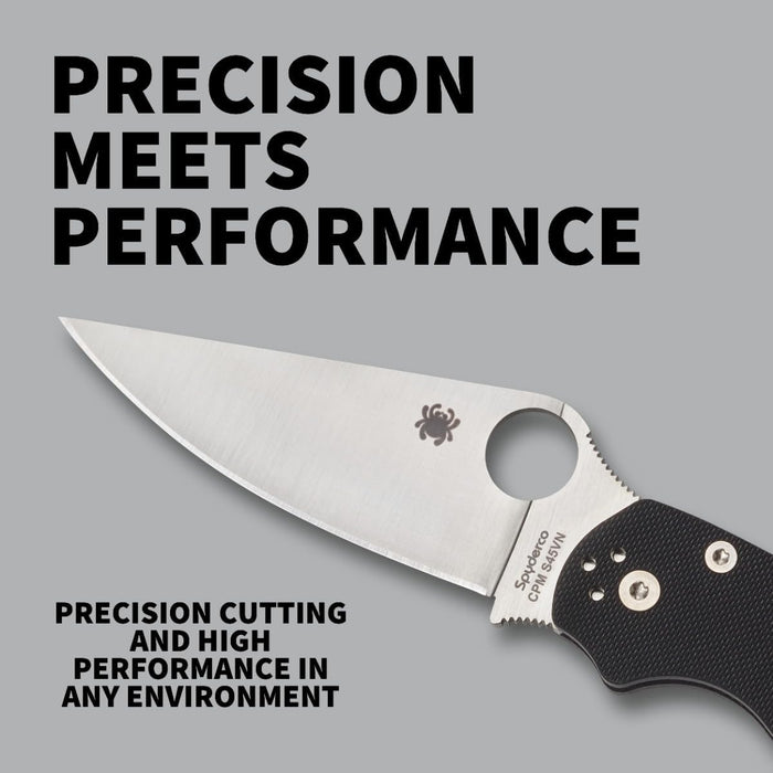 Spyderco Para Military 2 Folding Pocket Knife with 3.45" CPM S45VN Blade, Black