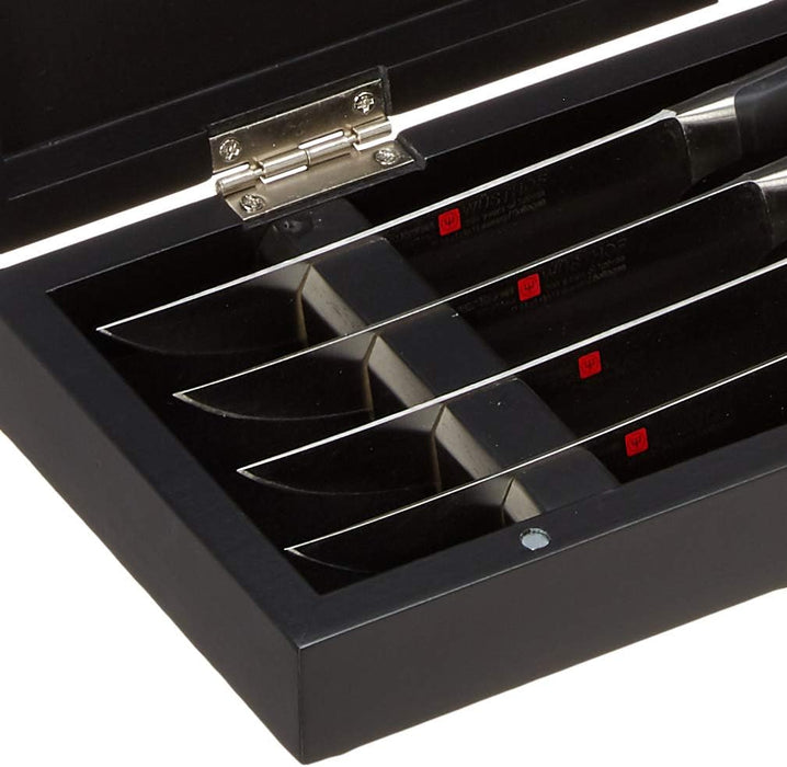 Classic Ikon Four Piece Stainless Steel Steak Knife Set in Black Chest