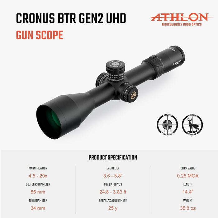 Cronus BTR GEN2 UHD Precision Rifle Scopes with Precision Zero Stop System