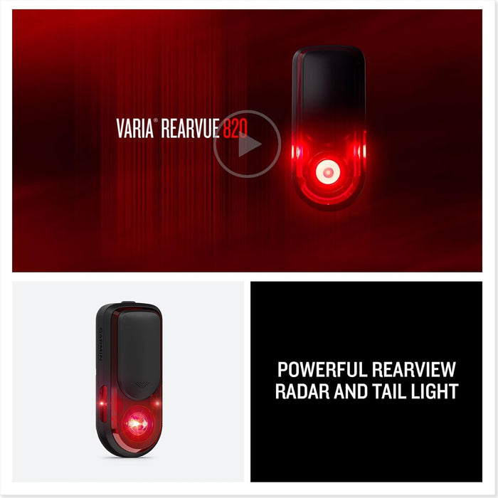 Garmin Varia RearVue 820 Advanced Bike Radar and Tail Light with Radar Tracking