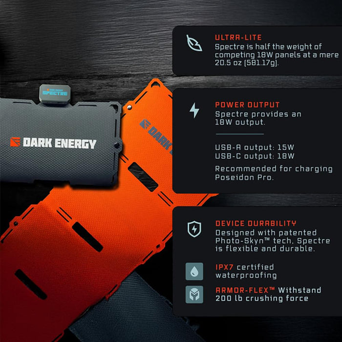 Dark Energy Poseidon Pro 10,000 mAh Power Bank with Spectre 18W Folding Solar Panel