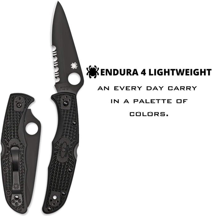 Spyderco Endura 4 Lightweight Pocket Knife Black VG-10 Blade with CombinationEdge