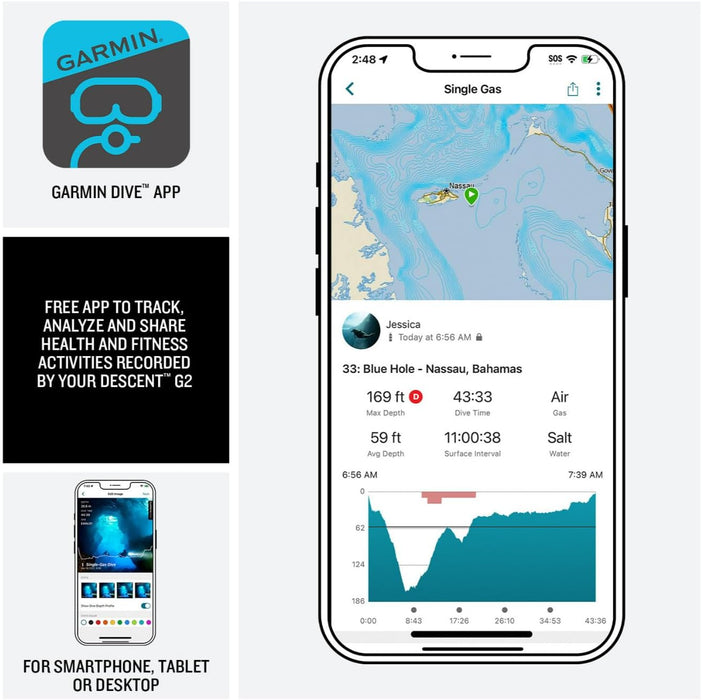Garmin Descent G2 Watch-Style Dive Computer with Bright 1.2" AMOLED Display