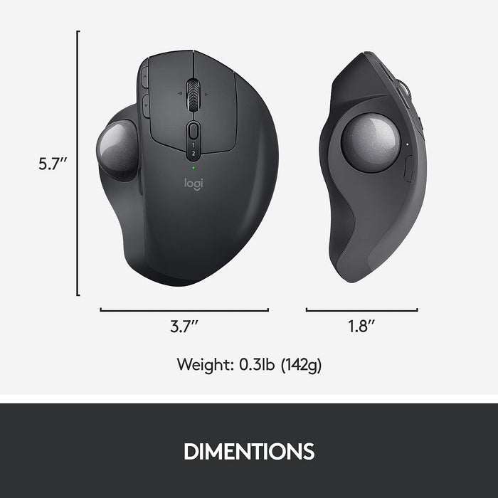 MX ERGO Plus Wireless Trackball Mouse with Extra 10-Degree Wedge and Easy Switch