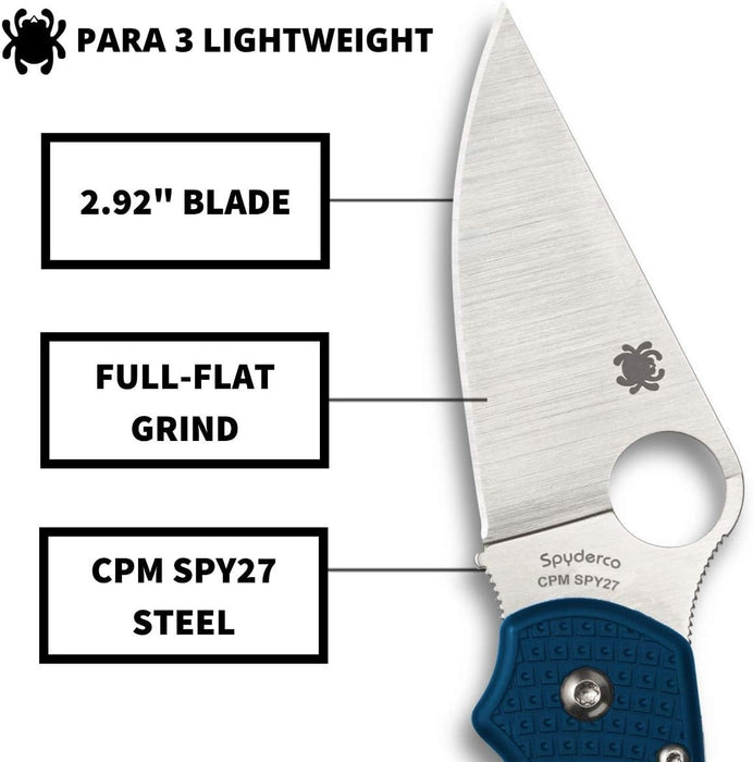 Spyderco Para 3 Lightweight Pocket Knife with 2.58" CPM Stainless Steel Blade