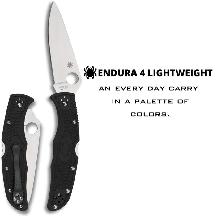 Spyderco Endura 4 Lightweight Folding Knife with 3.80" VG10 Satin Plain Blade