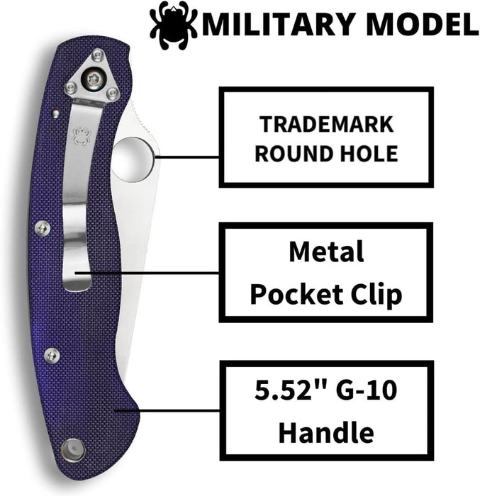Spyderco Military Model Folding Pocket Knife with CPM S110V Blade, Dark Blue