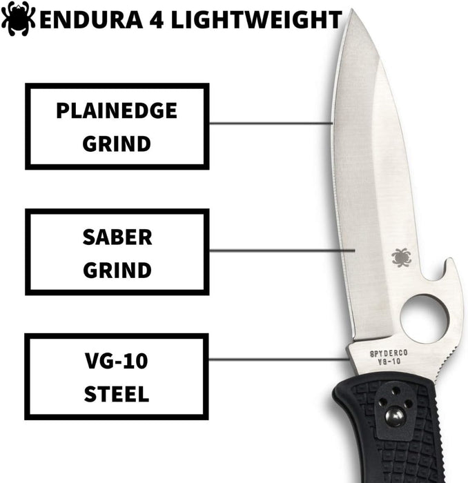 Spyderco Endura 4 Emerson Opener Folding Knife with 3.83" VG-10 Steel Blade