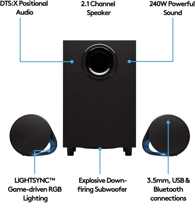 G560 LIGHTSYNC PC Gaming Speaker System | Ultra-Surround Sound and LightSync RGB